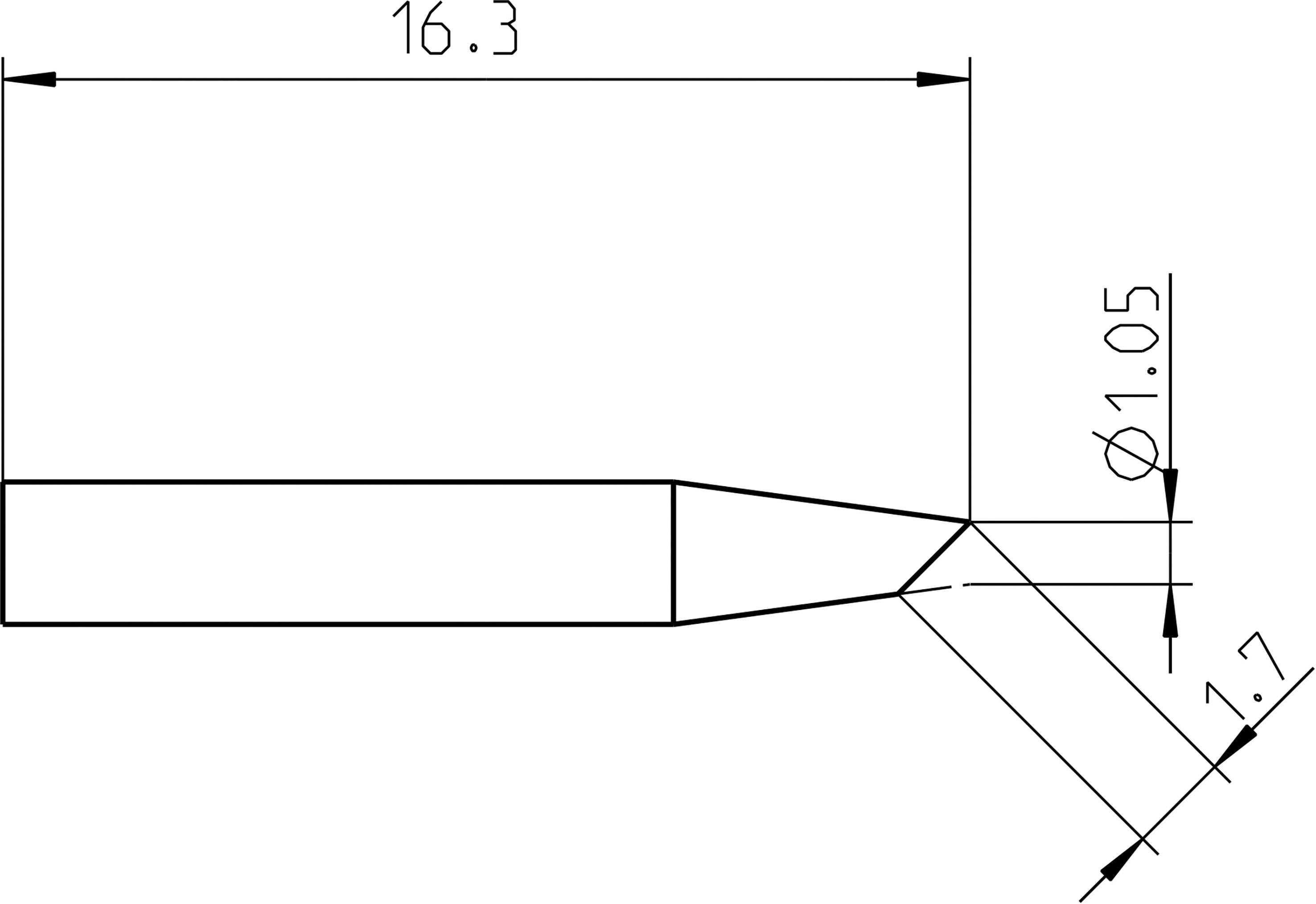 Weller RTP 012 B MS Lötspitze abgeschrägt Spitzen-Größe 1.2mm Spitzen-Länge 16.3mm Inhalt 1St.