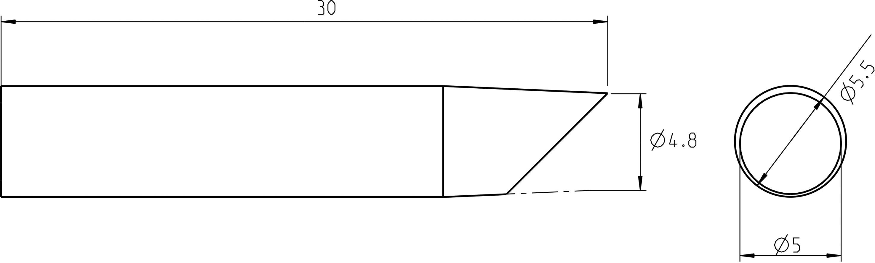 Weller RTU 050 B MS Lötspitze abgeschrägt Spitzen-Größe 5mm Spitzen-Länge 30mm Inhalt 1St.