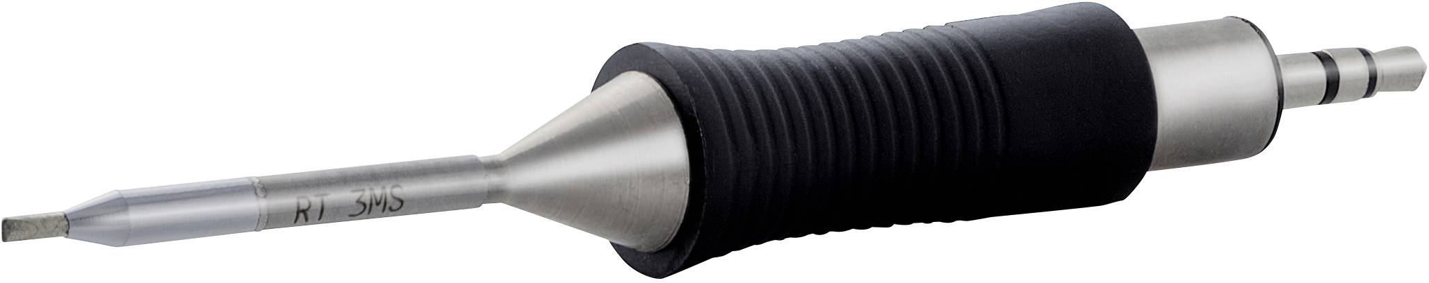 Ein Präzisionswerkzeug mit einem schwarz ummantelten Griff und einem feinen, metallischen Einsatz für technische oder handwerkliche Anwendungen.