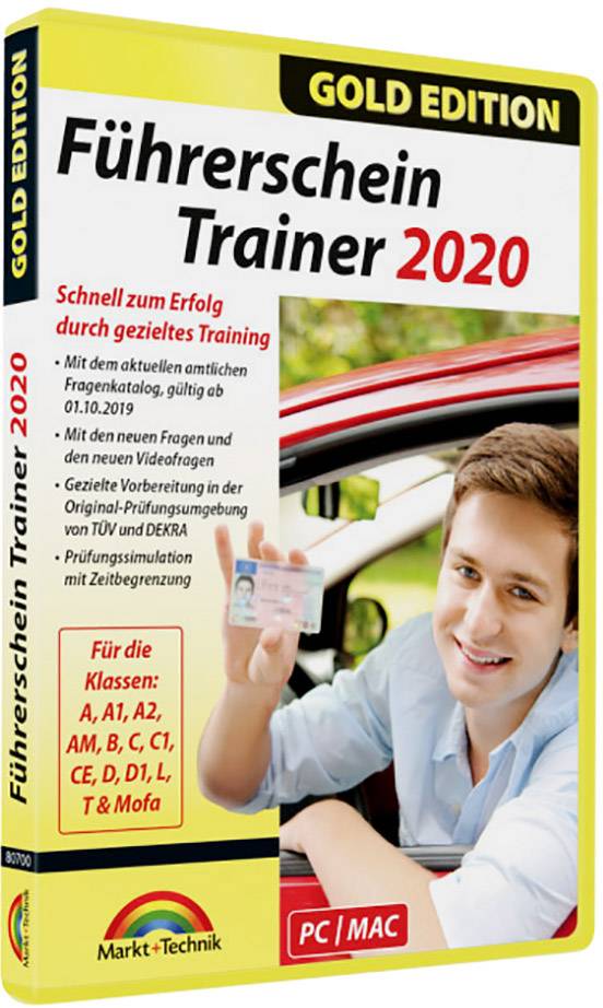 Markt & Technik Führerschein Trainer 2020 Gold Edition Vollversion, 1 Lizenz Windows Lern-Software