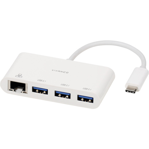Vivanco CC UC UA3RJ45 USB-C® (USB 3.2 Gen 2) Multiport Hub Weiß