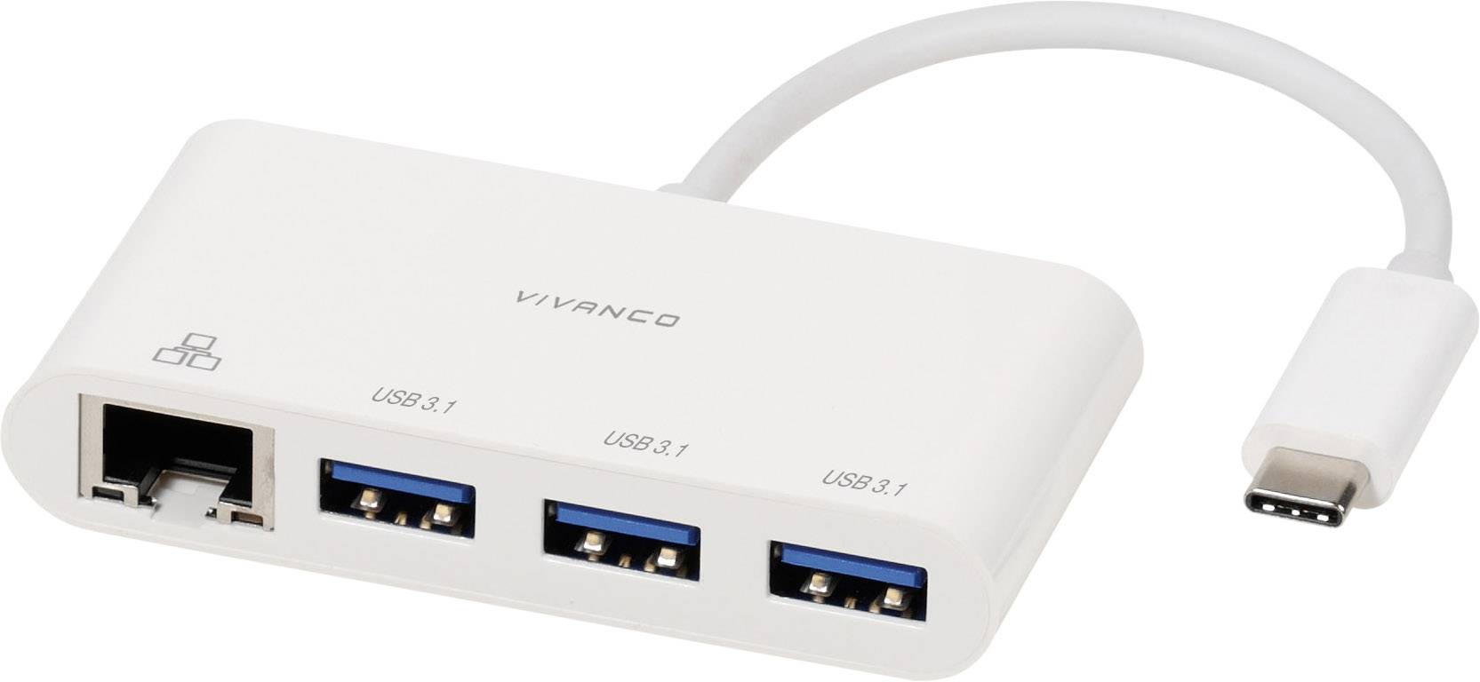 Vivanco 45388 USB-Hub 5 GBit/s Weiß CC UC UA3RJ45