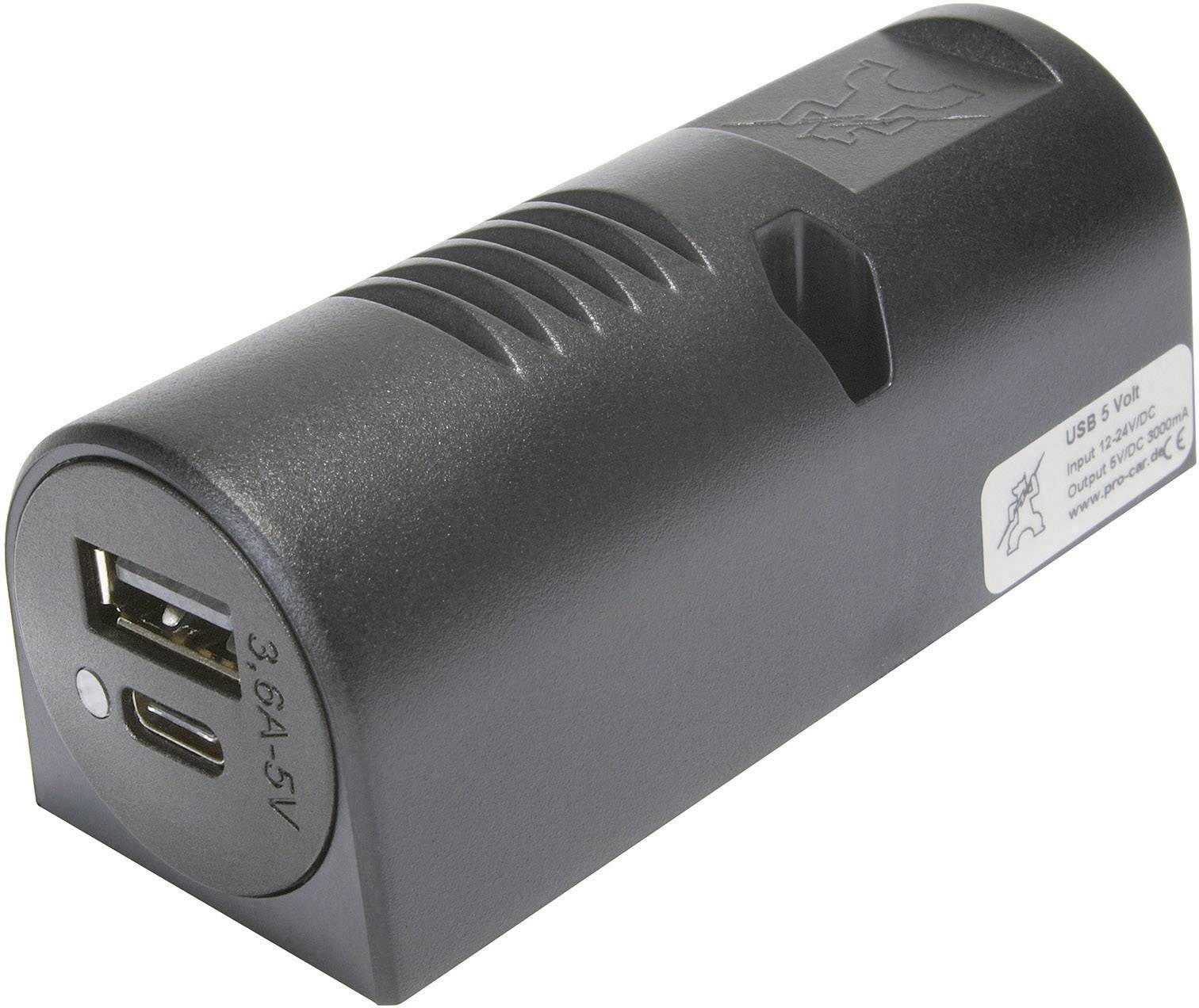 ProCar Aufbau-Power USB-C®/A Doppelsteckdose 12 oder 24 V/DC