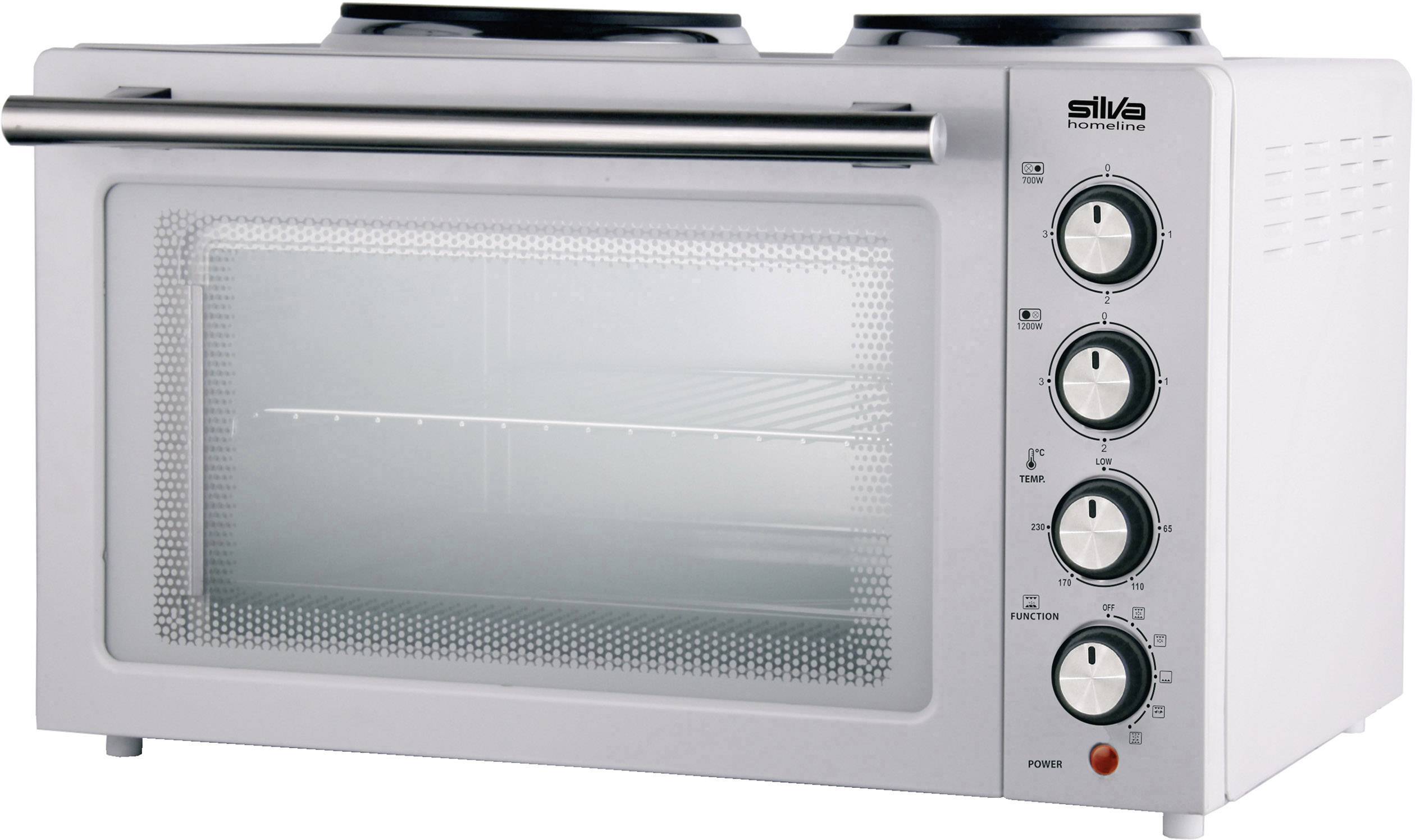 Silva Homeline KK 2900 Minibackofen inkl. Herdplatten, Grillfunktion, Heißluft-Funktion, mit Grillspieß 30 l