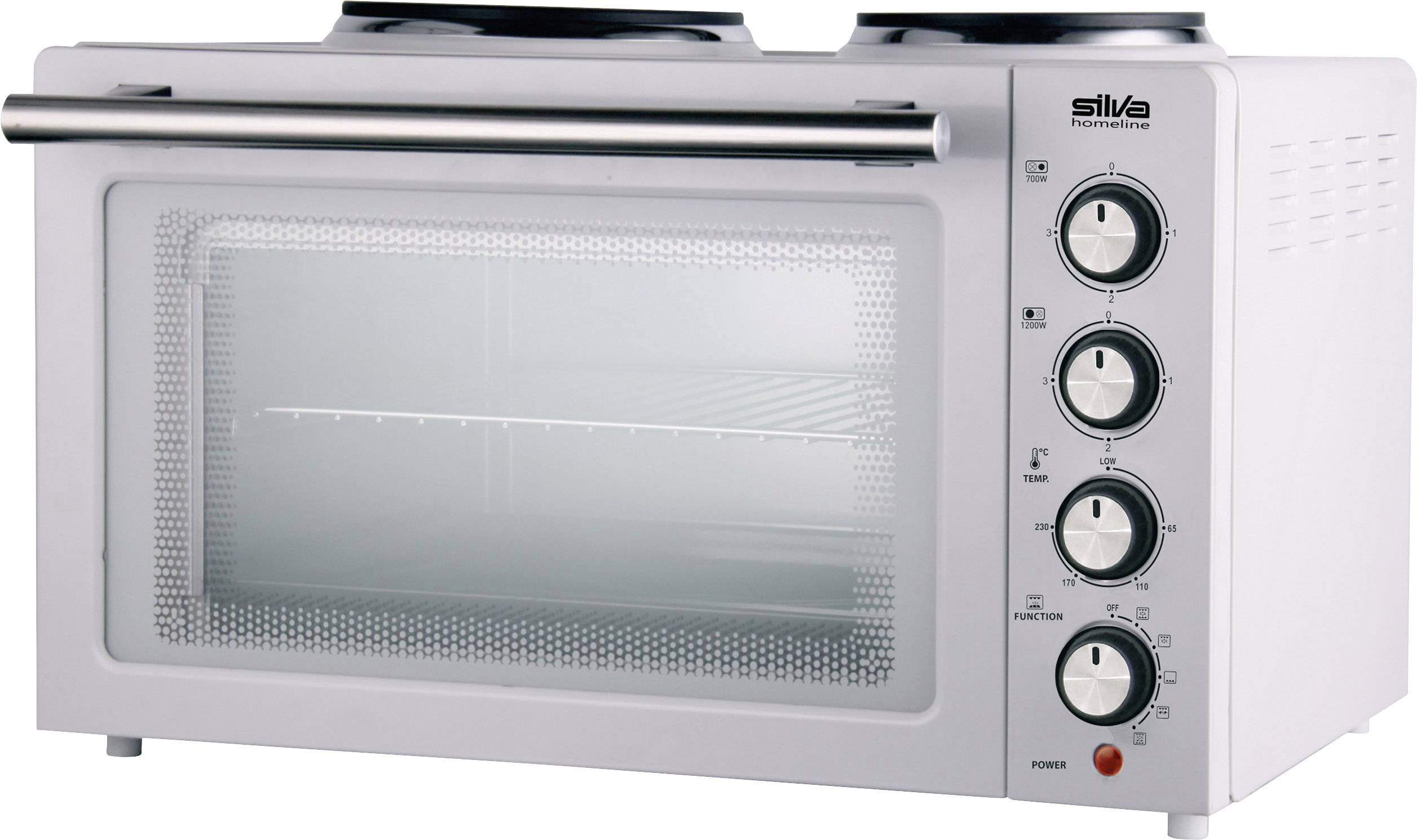 Silva Homeline KK 2900 Minibackofen inkl. Herdplatten, Grillfunktion, Heißluft-Funktion, mit Grillspieß 30 l