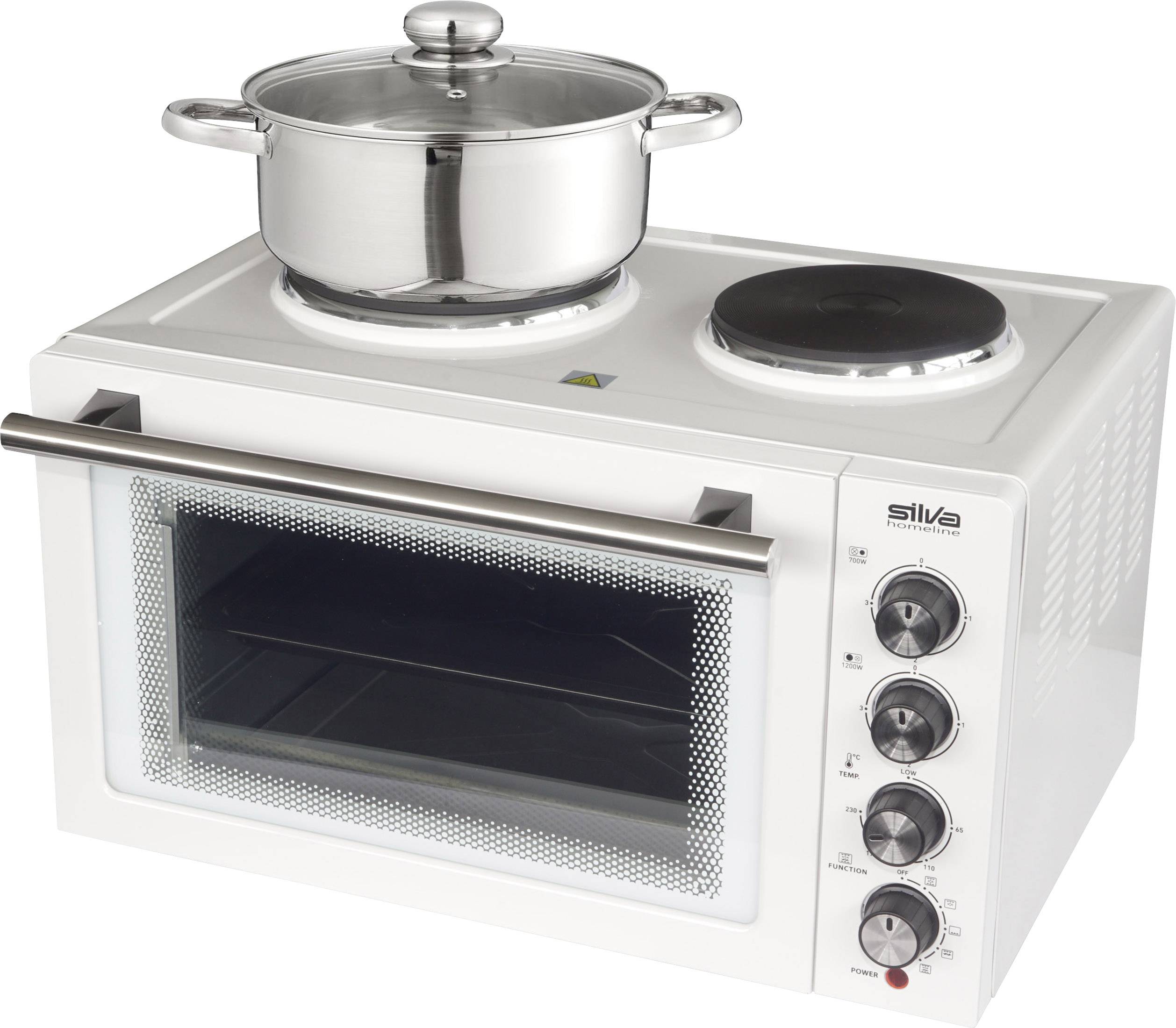 Silva Homeline KK 2900 Minibackofen inkl. Herdplatten, Grillfunktion, Heißluft-Funktion, mit Grillspieß 30 l