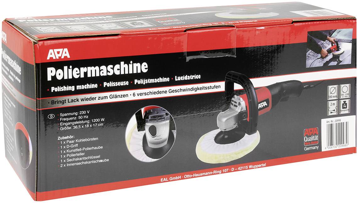 APA 20998 Poliermaschine 230V 500 - 3300 U/min 180mm