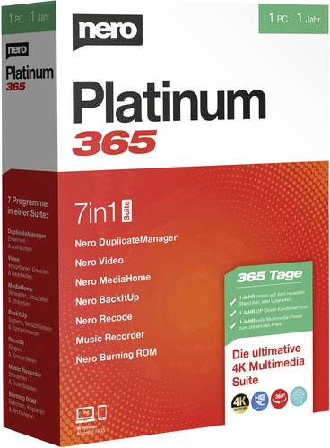 Nero Platinum 365 Vollversion, 1 Lizenz Windows Brenn Software  - Onlineshop Voelkner