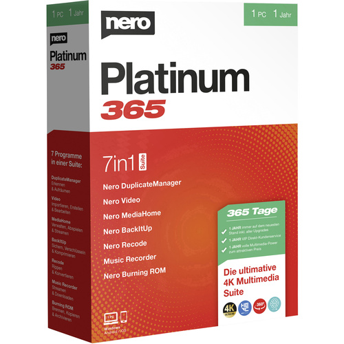 Nero Platinum 365 Vollversion, 1 Lizenz Windows Brenn-Software