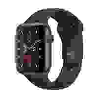 Apple Watch Series 5 GPS 44 mm Aluminiumgehäuse Space Grau Sport Band Schwarz