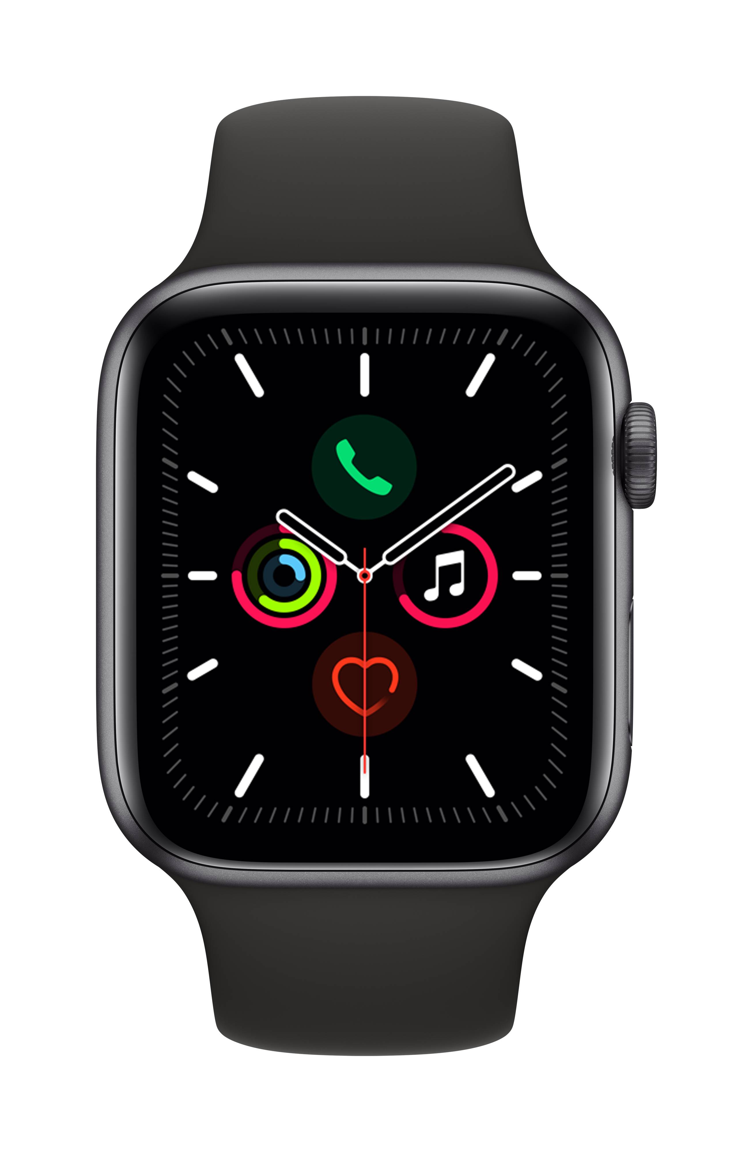 Apple Watch Series 5 GPS 44mm Aluminiumgehäuse Space Grau Sportarmband Schwarz