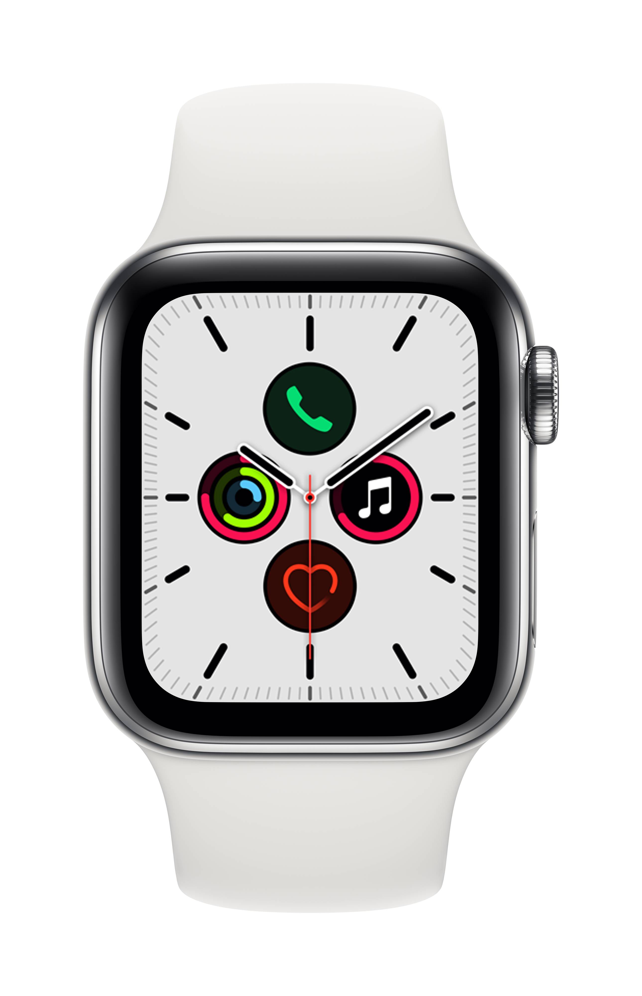 Apple Watch Series 5 GPS + Cellular 40 mm Edelstahlgehäuse Edelstahl Sport Band Weiß