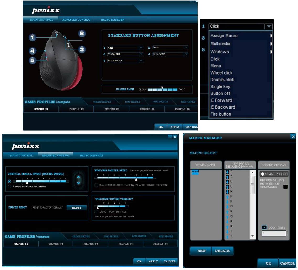 Perixx 718R Kabellose ergonomische Maus Funk Optisch Schwarz, Rot 6 Tasten 1600 dpi Ergonomisch