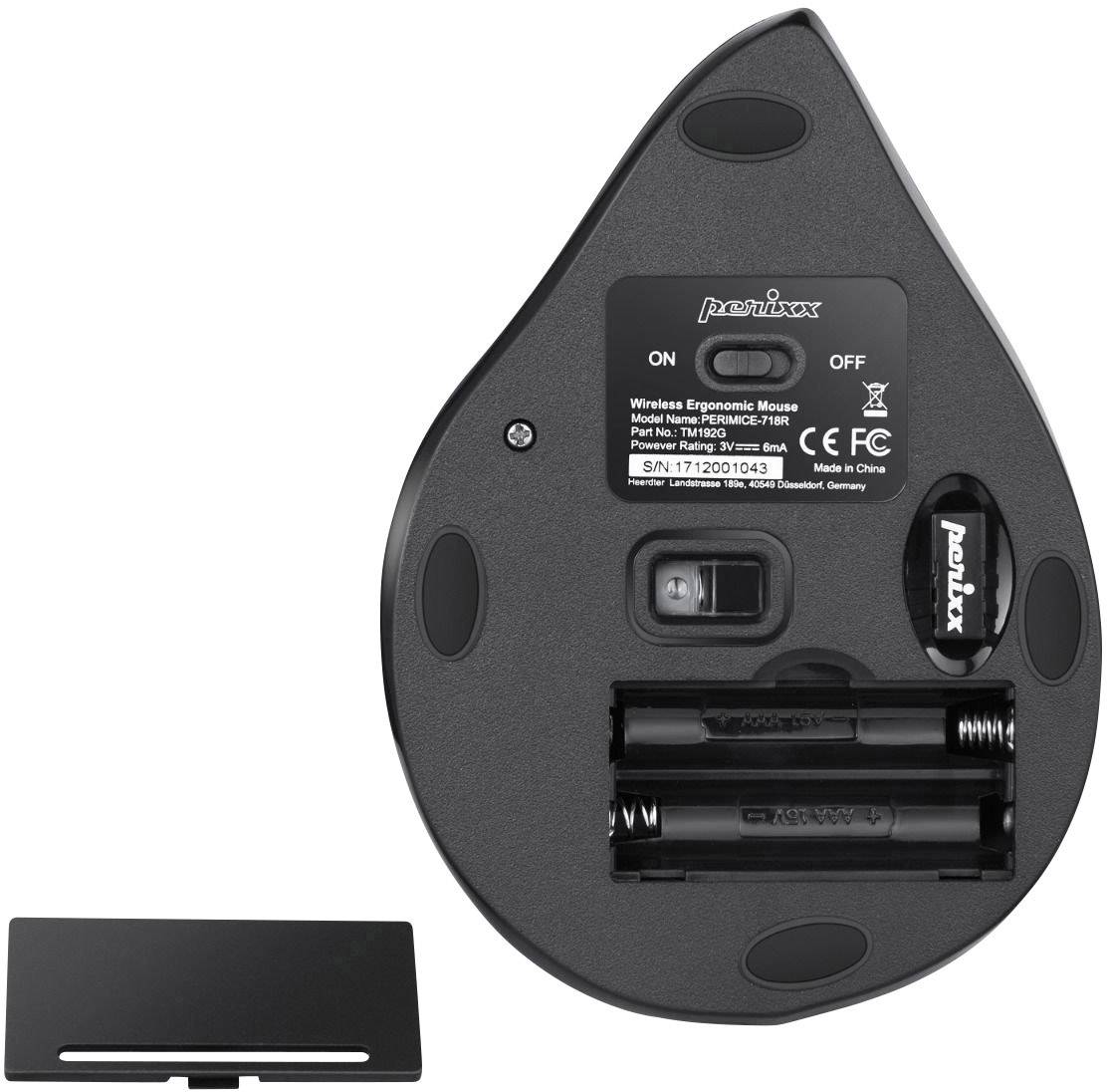 Perixx 718R Kabellose ergonomische Maus Funk Optisch Schwarz, Rot 6 Tasten 1600 dpi Ergonomisch