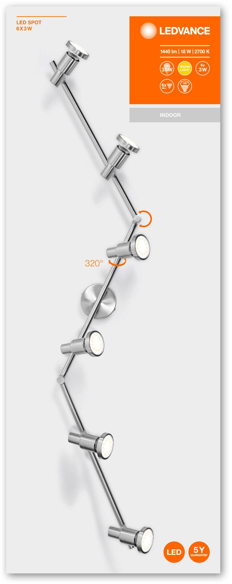 LEDVANCE LED Spot (EU) L 4058075260863 Deckenstrahler LED GU10 18W Nickel (gebürstet)