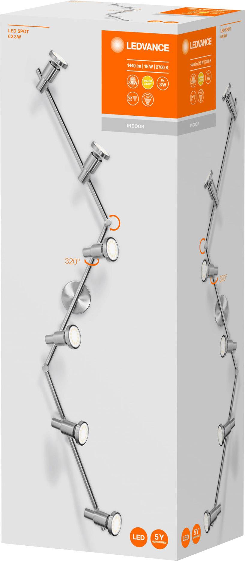 LEDVANCE LED Spot (EU) L 4058075260863 Deckenstrahler LED GU10 18W Nickel (gebürstet)