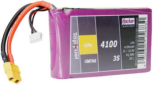 Hacker Modellbau-Akkupack (LiFe) 9.9V 4100 mAh Zellen-Zahl: 3 30 C Softcase XT60