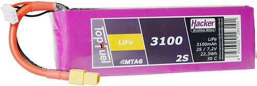 Hacker Modellbau-Akkupack (LiFe) 6.6V 3100 mAh Zellen-Zahl: 2 30 C Softcase XT60