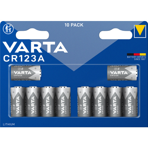 Varta LITHIUM Cylindr. CR123A Bli10 Fotobatterie CR-123A Lithium 1430 mAh 3V 10St.