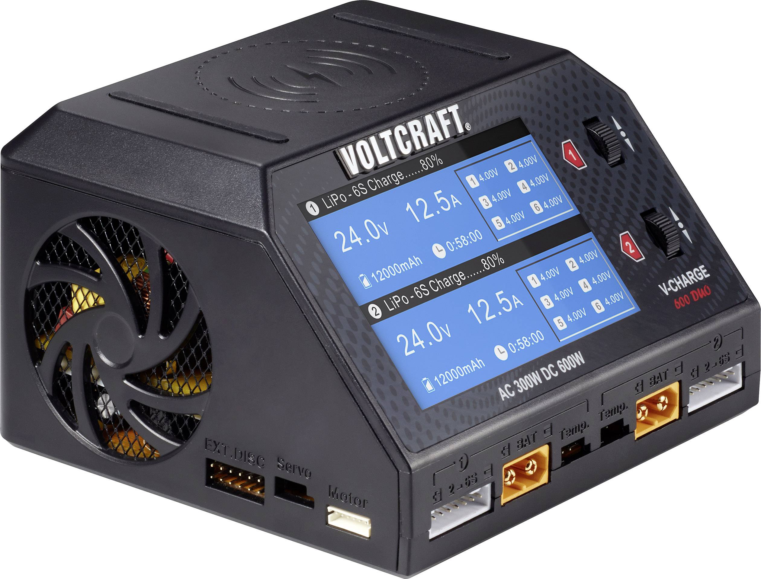 VOLTCRAFT V-Charge 600 DUO Modellbau-Ladegerät 16 A LiPo, LiHV, LiIon, LiFePO, NiMH, NiCd, Blei
