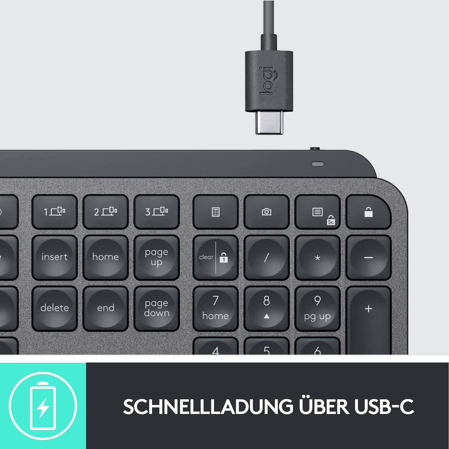 Logitech MX Keys Bluetooth® Tastatur Deutsch, QWERTZ, Windows® Graphit Beleuchtet, Ergonomisch, Multipair-Funktion