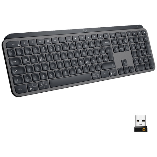 Logitech MX Keys Bluetooth® Tastatur Deutsch, QWERTZ Graphit Beleuchtet, Ergonomisch, Multipair-Funktion