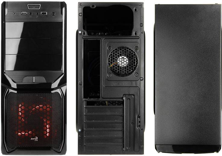 AeroCool V3X Advance Black Edition Midi-Tower Gehäuse Schwarz 2 Vorinstallierte LED Lüfter