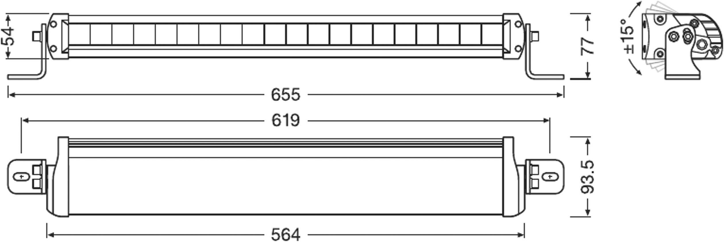 OSRAM Fernscheinwerfer LEDDL104-SP LEDriving LIGHTBAR FX500-SP LED vorne (B x H x T) 564 x 77 x 93.5 mm Schwarz