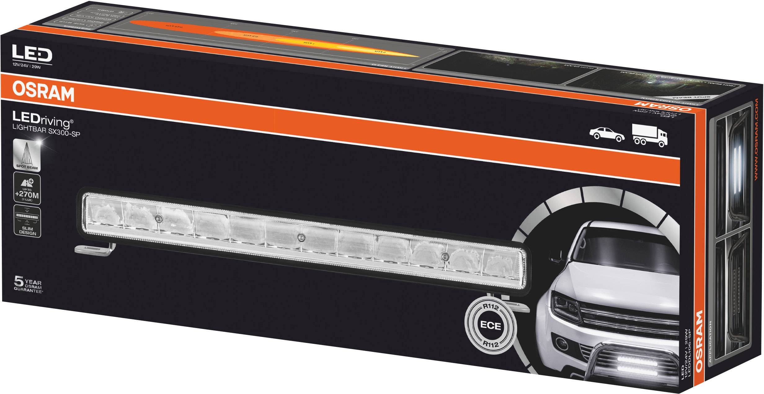 Osram Auto Fernscheinwerfer LEDDL106-SP LEDriving Lightbar SX300-SP LED vorne (B x H x T) 350 x 63.