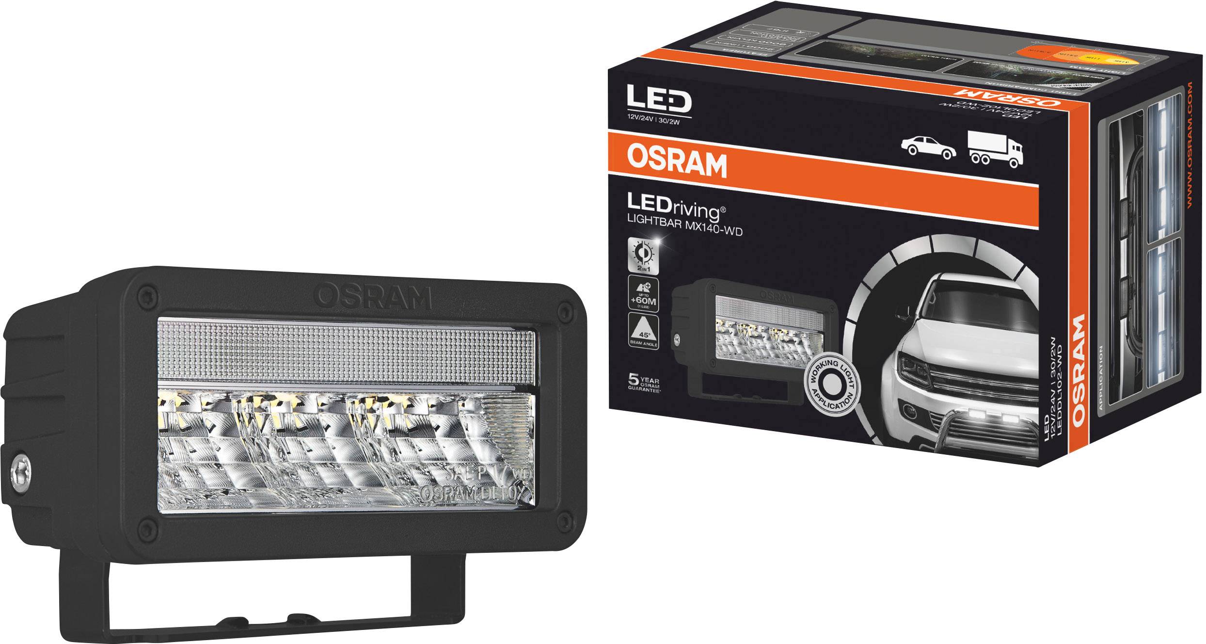 Osram Auto LEDDL102-WD LEDriving LIGHTBAR MX140-WD LED vorne, hinten (B x H x T) 140 x 69 x 86mm Schwarz