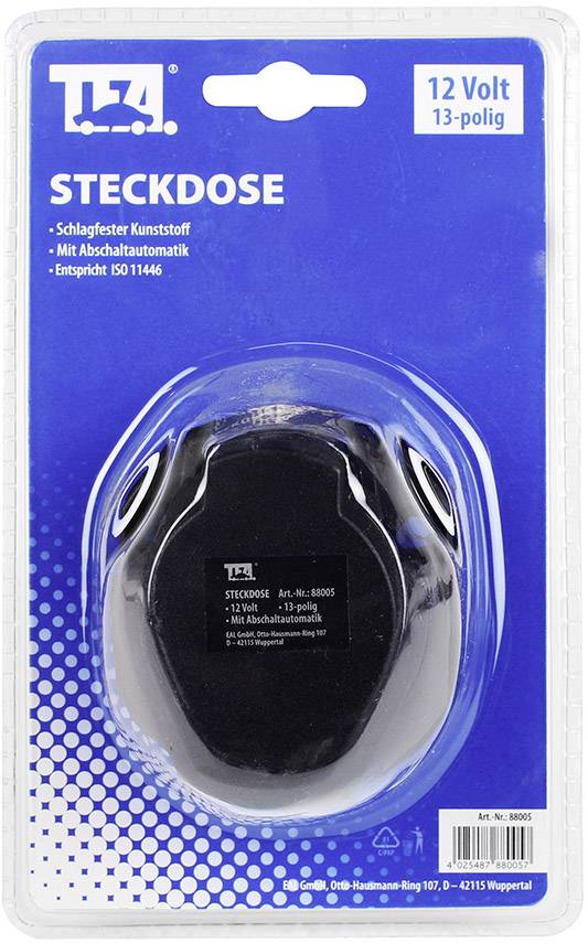 TFA Stecker 88005 Anhänger-Steckdose [ - Steckdose 13polig] Kunststoff
