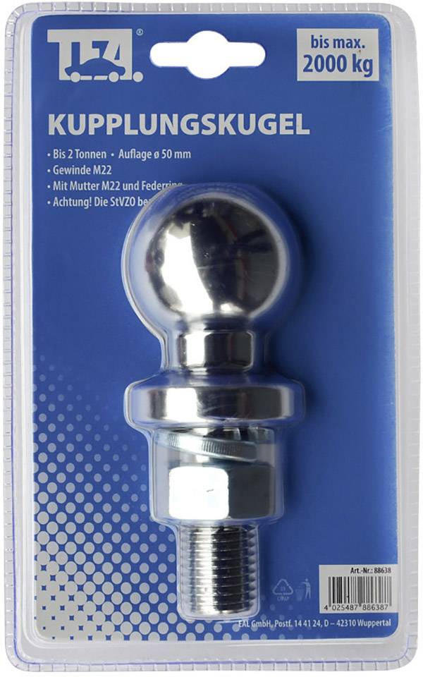 TFA Auto Kupplungskugel Zulässige Stützlast=2000kg