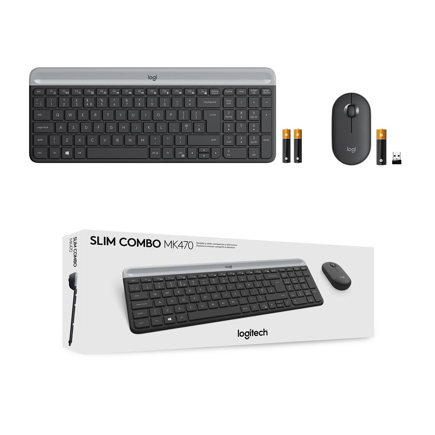Logitech MK470 Slim Funk Tastatur, Maus-Set Deutsch, QWERTZ Graphit