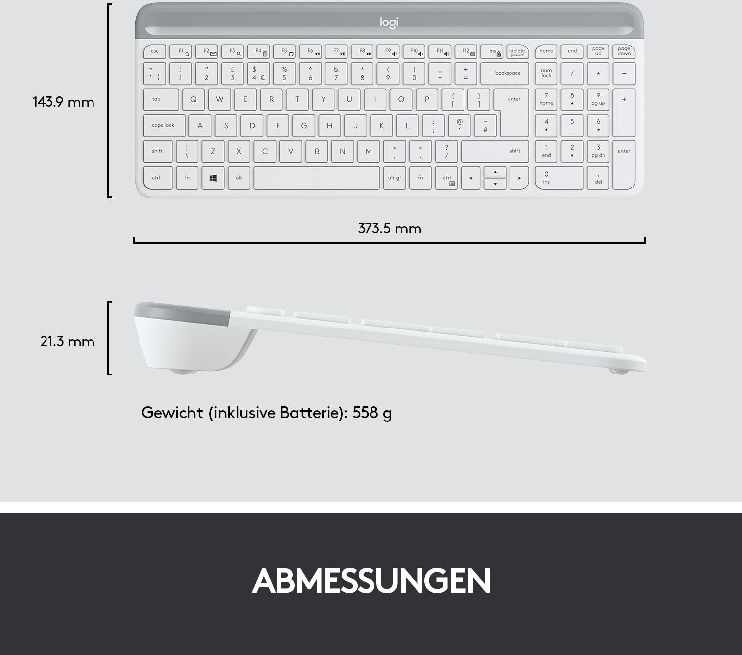Logitech MK470 Slim Funk Tastatur, Maus-Set Deutsch, QWERTZ Weiß