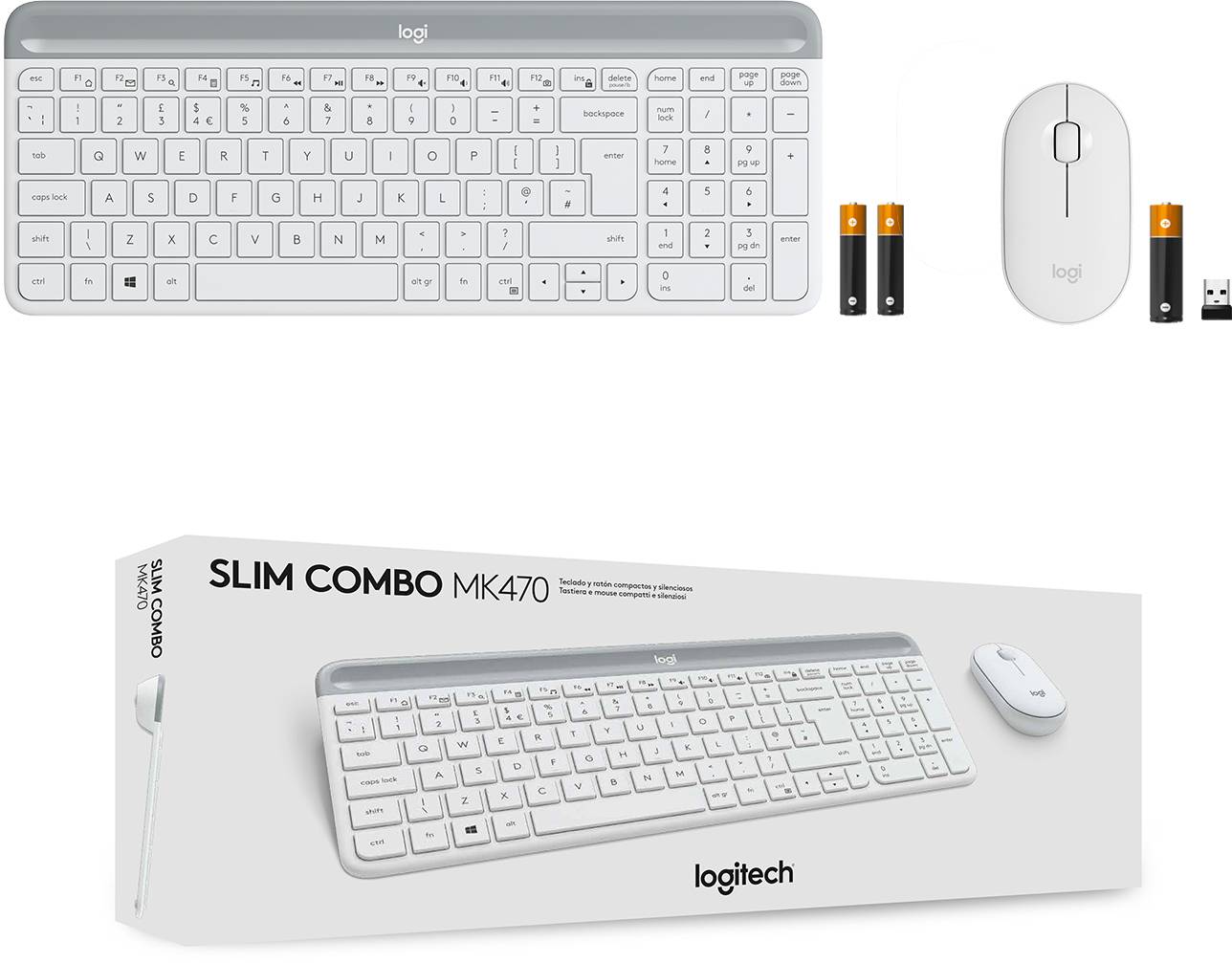 Logitech MK470 Slim Funk Tastatur, Maus-Set Deutsch, QWERTZ Weiß