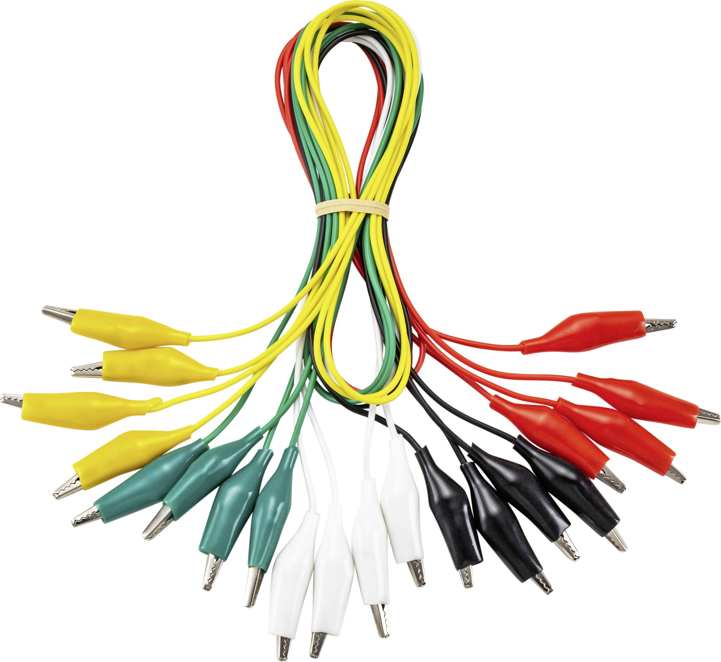 VOLTCRAFT KS-630/0.1 Messleitungs-Set Abgreifklemmen Abgreifklemmen 0.63m Schwarz, Rot, Gelb, Grün, Weiß 1 Set