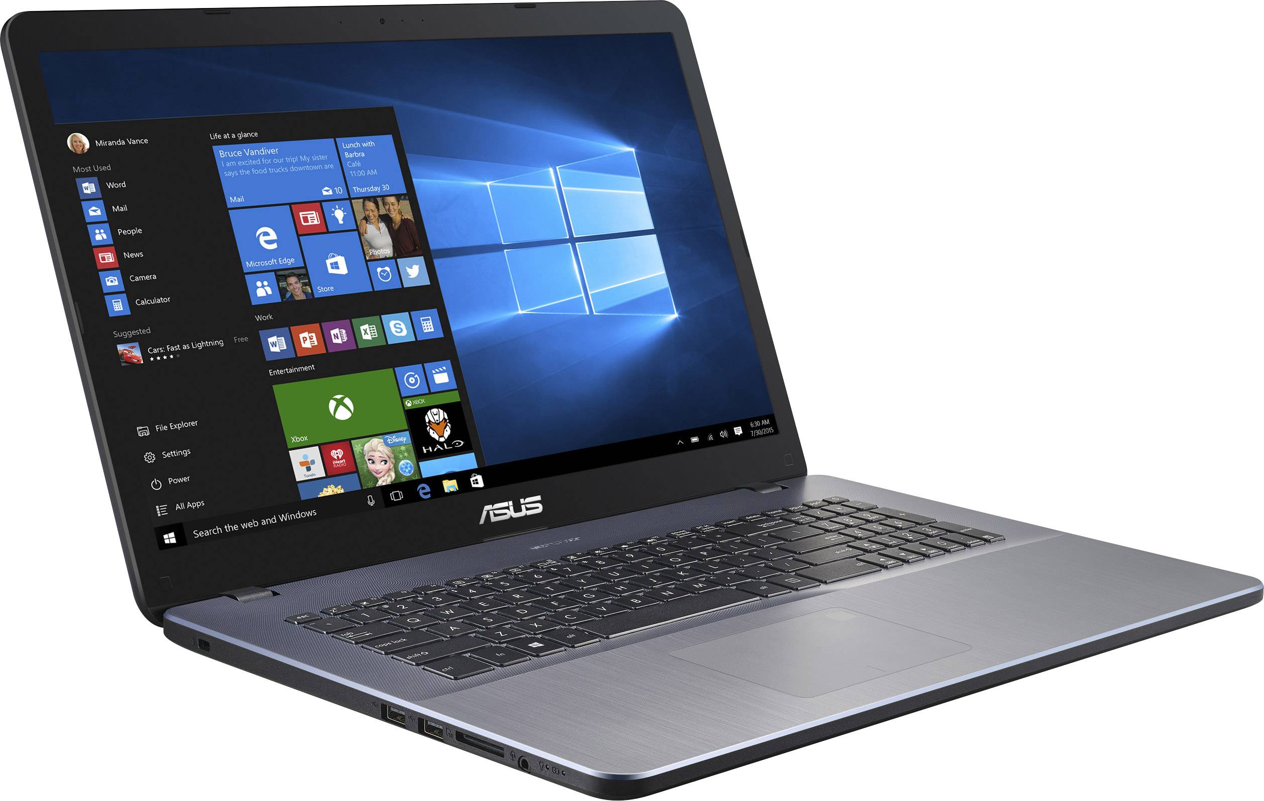 Asus F705QA-BX140T 43.9cm (17.3 Zoll) Notebook AMD A12 A12-9720P 8GB 256GB SSD AMD Radeon R7 Windows® 10 Home Grau