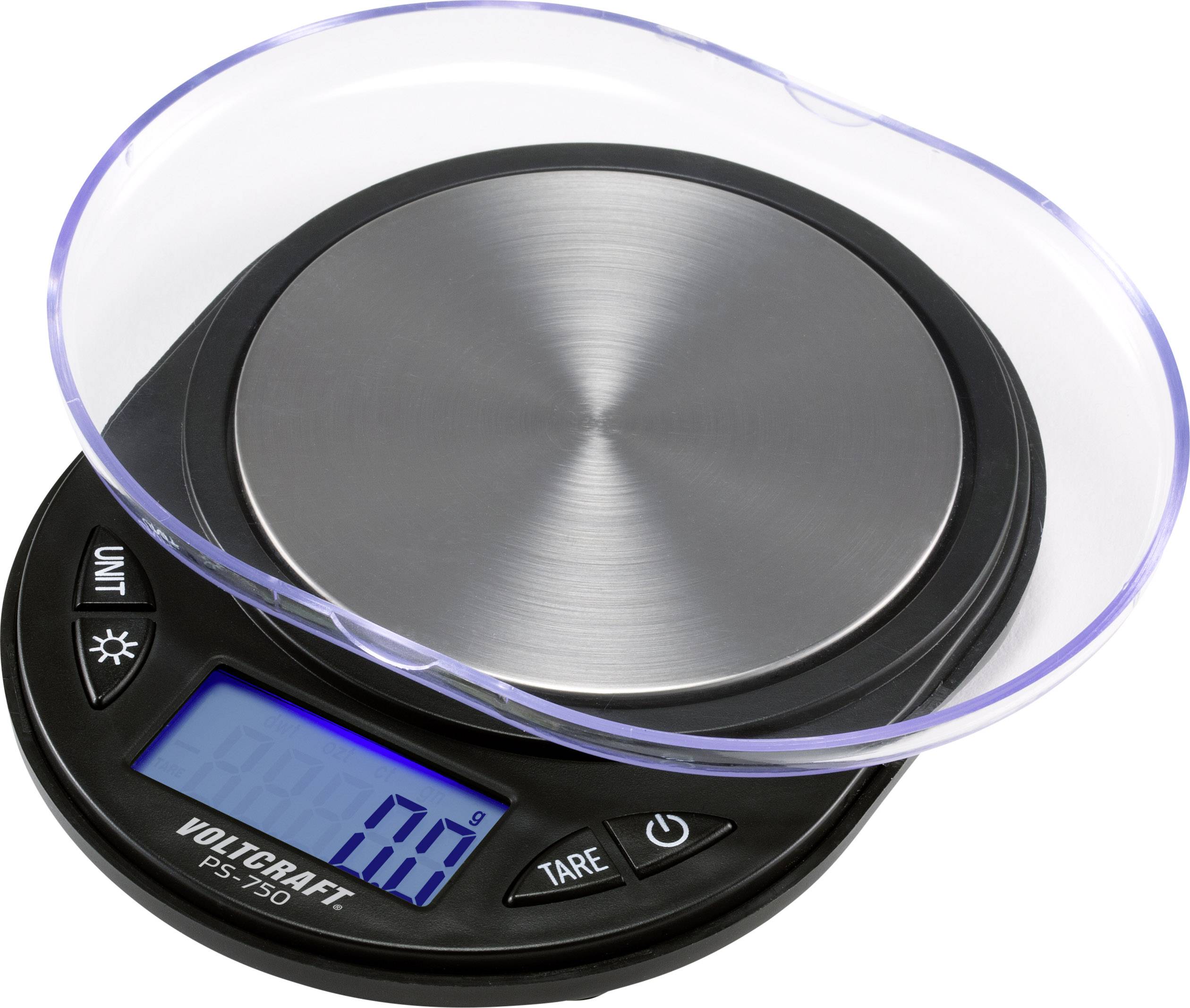 VOLTCRAFT PS-750 Präzisionswaage Wägebereich (max.) 750g Ablesbarkeit 0.1g batteriebetrieben Schwarz