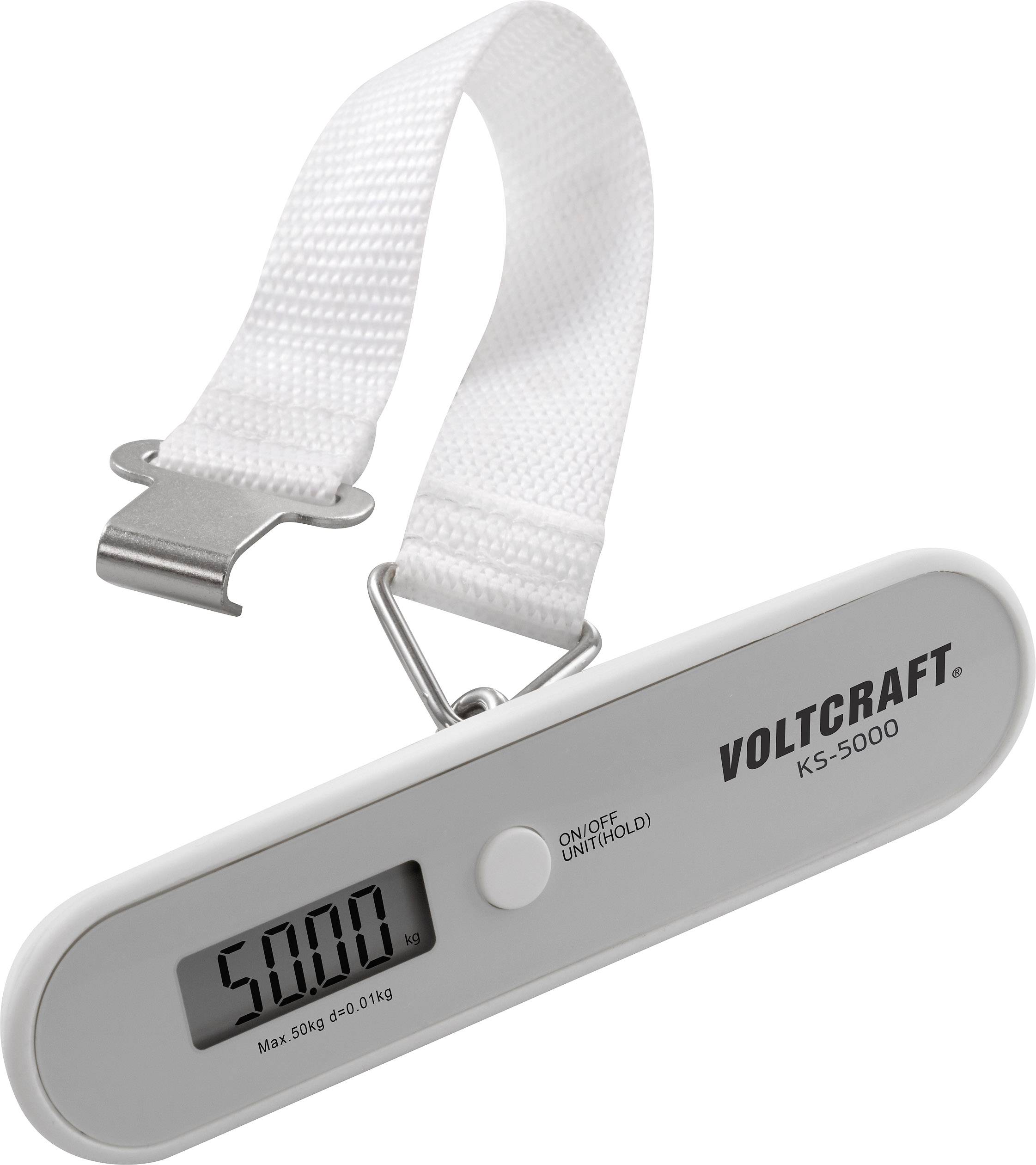 VOLTCRAFT KS-5000 Kofferwaage Wägebereich (max.) 50kg Ablesbarkeit 10g batteriebetrieben Grau