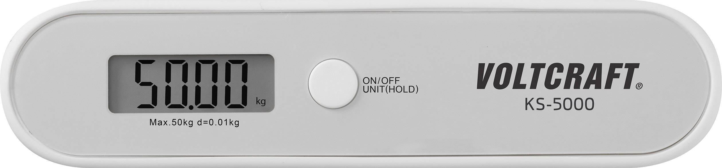 VOLTCRAFT KS-5000 Kofferwaage Wägebereich (max.) 50kg Ablesbarkeit 10g batteriebetrieben Grau