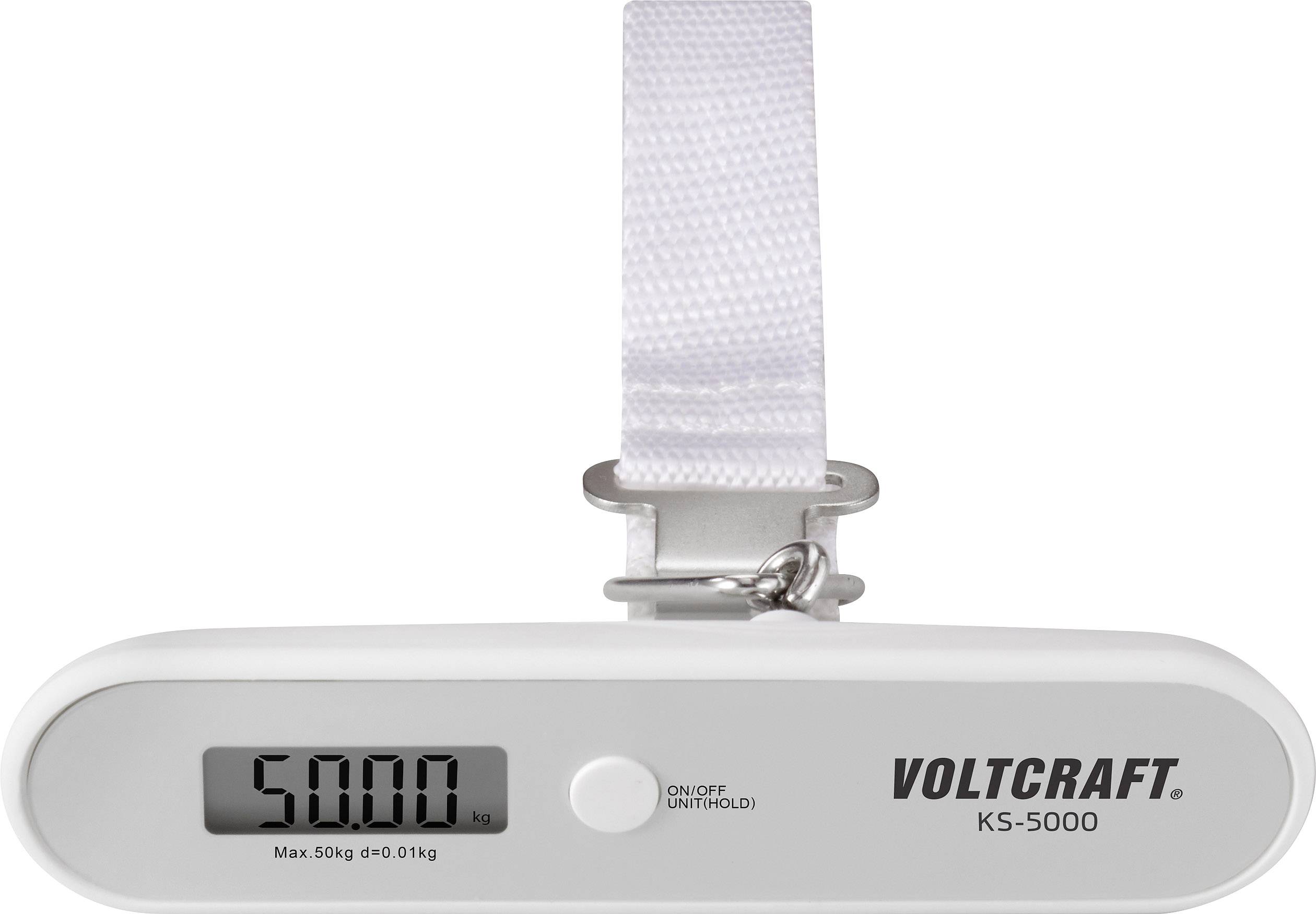 VOLTCRAFT KS-5000 Kofferwaage Wägebereich (max.) 50kg Ablesbarkeit 10g batteriebetrieben Grau