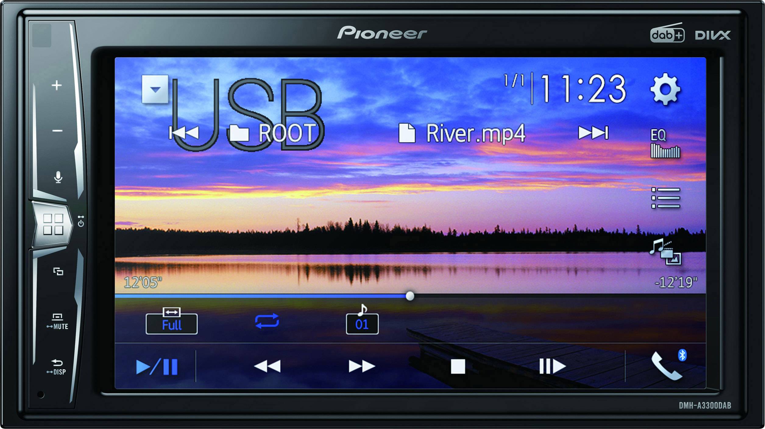 Pioneer DMH-A3300DAB Doppel-DIN Autoradio Bluetooth®-Freisprecheinrichtung, DAB+ Tuner, AppRadio