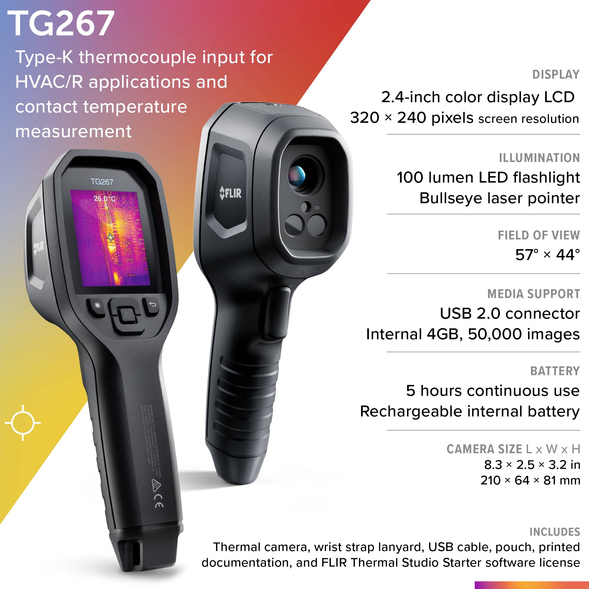 FLIR TG267 Wärmebildkamera -25 bis +380°C 160 x 120 Pixel 8.7Hz MSX®