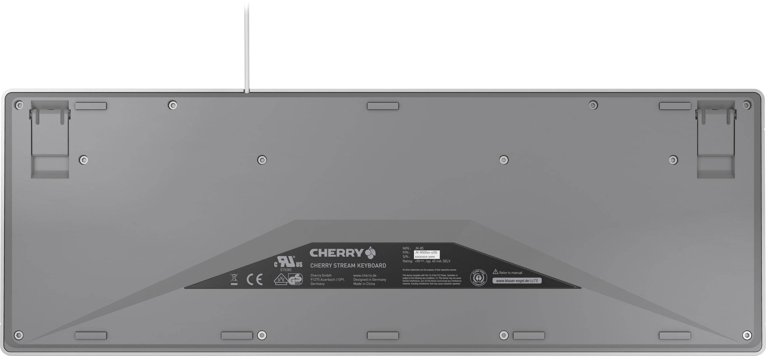 CHERRY Stream USB Tastatur Deutsch, QWERTZ Hellgrau