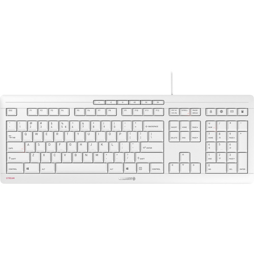CHERRY Stream USB Tastatur US-International, QWERTY Grau-Weiß