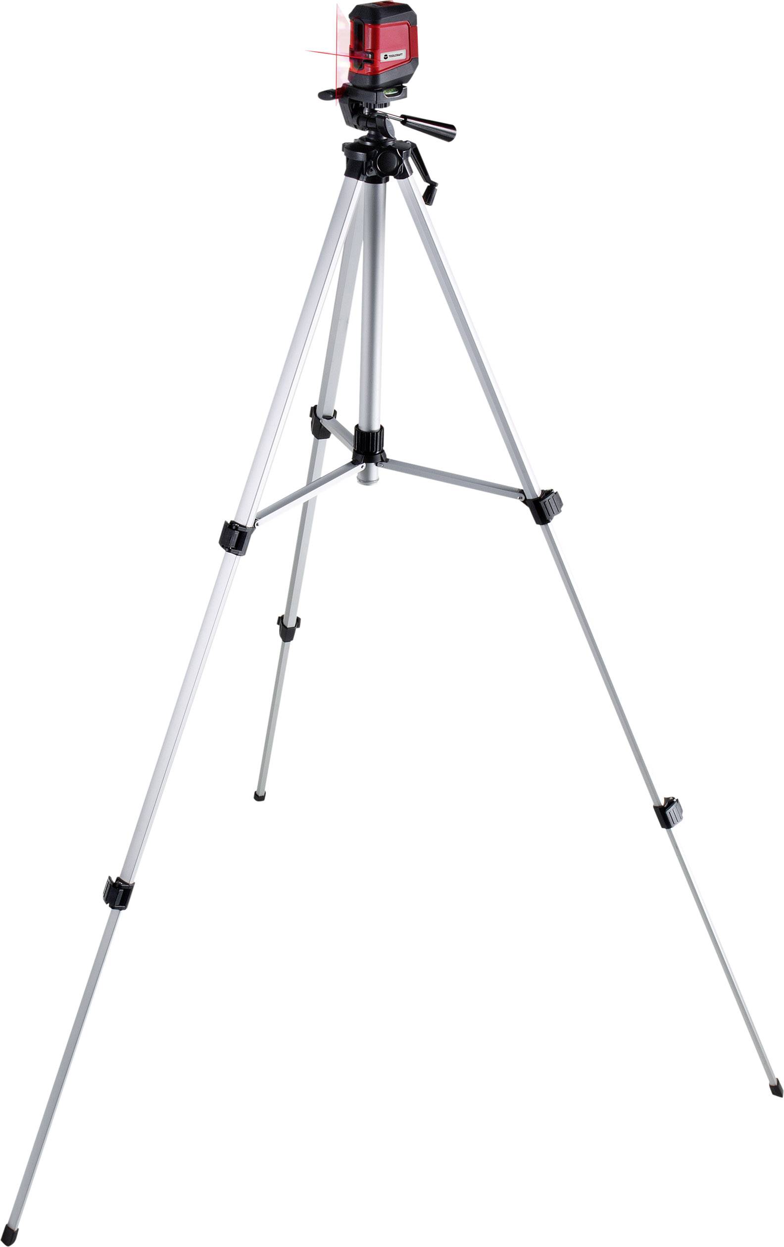 TOOLCRAFT Tripod 1/4 Zoll Arbeitshöhe=51 - 150cm Silver Inox Wasserwaage