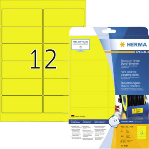 Herma 8029 Signal-Etiketten 99.1 x 42.3mm Polyester-Folie Gelb 300 St. Extra stark haftend Laserdrucker, Farblaserdrucker