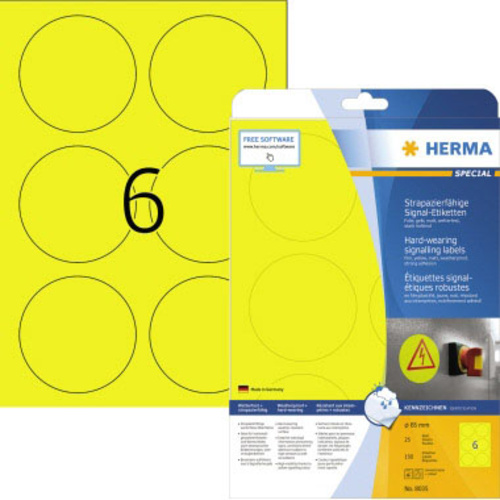 Herma 8035 Folien-Etiketten 85 x 85mm Polyester-Folie Gelb 150 St. Extra stark haftend Laserdrucker, Farblaserdrucker, Kopierer