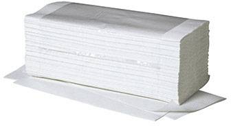 Ein Stapel weißer Papierhandtücher liegt auf einer glatten Oberfläche.