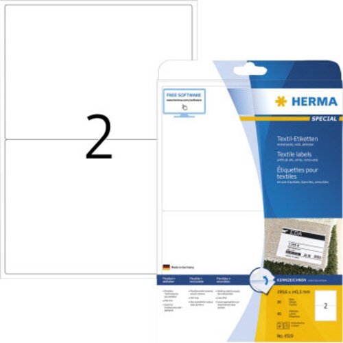 Herma 4519 Namens-Etiketten 199.6 x 143.5 mm Acetatseide Weiß 40 St. Wiederablösbar Laserdrucker, K